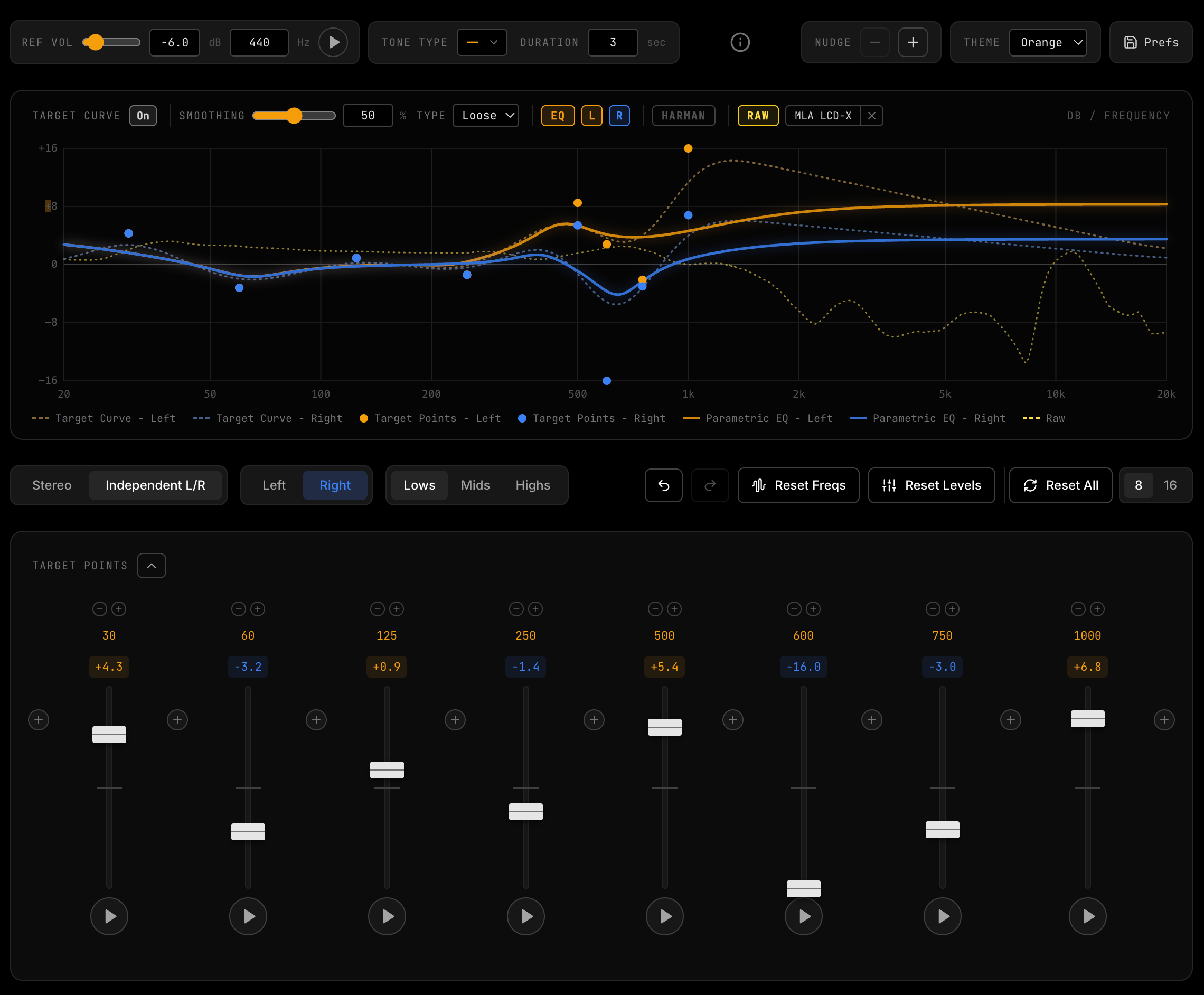 Headphone Tuner Pro Controls